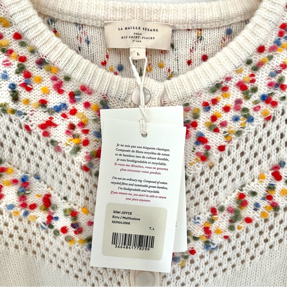 NWT Sézane Joyce Jumper Ecru Multicolor (runs small) - Picture 4 of 9